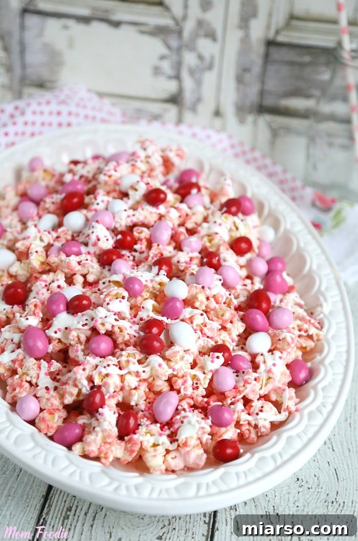 18 Heartfelt No-Bake Valentine Treats Kids Will Adore 19 Valentine's Day popcorn, drizzled with pink chocolate and topped with colorful M&M's.