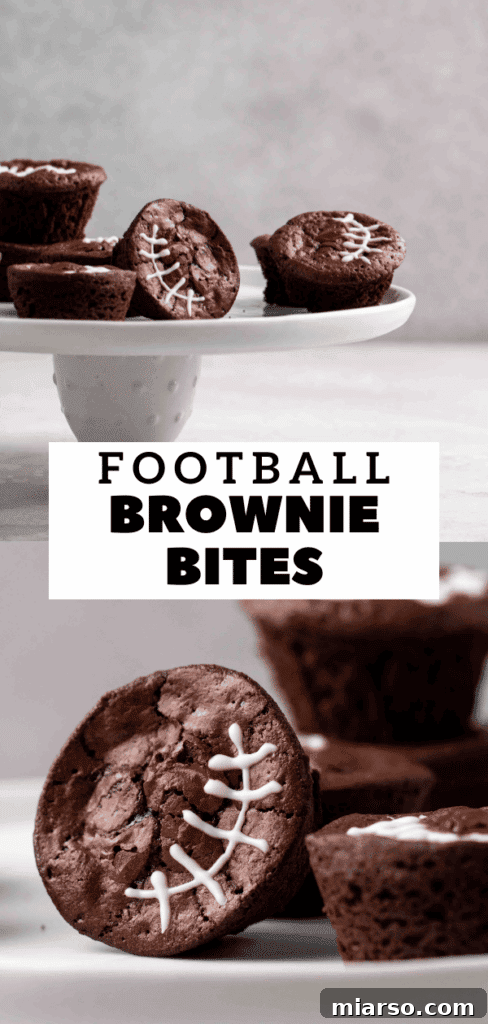 Touchdown Fudgy Brownie Bites 24 Pinterest Pin image for Football Brownie Bites