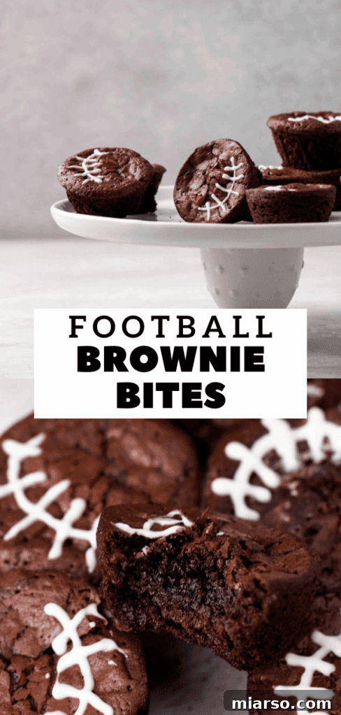Touchdown Fudgy Brownie Bites 25 Pinterest Pin image for Super Bowl Party Desserts