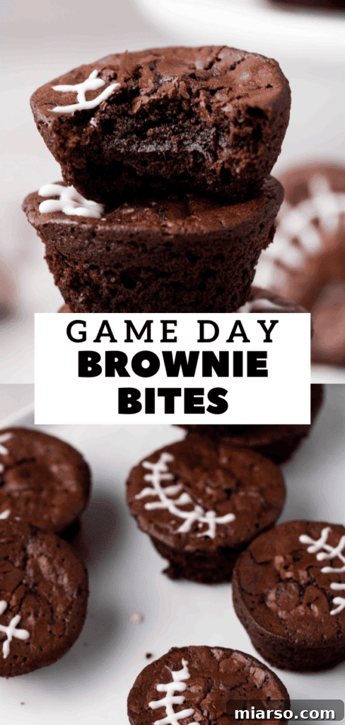 Touchdown Fudgy Brownie Bites 27 Pinterest Pin image for Mini Football Desserts