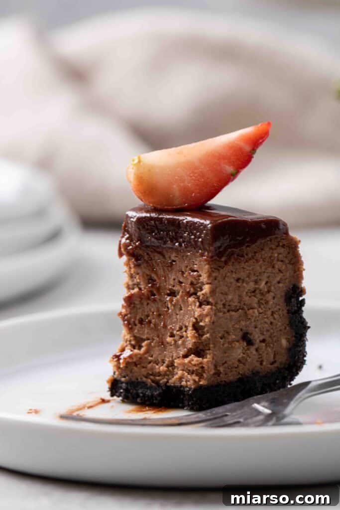 Mini Chocolate Cheesecakes Pure Creamy Indulgence 2 Slice of mini chocolate cheesecake