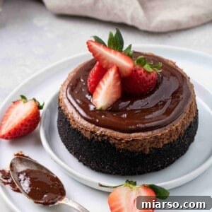 Mini Chocolate Cheesecakes Pure Creamy Indulgence 19 Chocolate cheesecake with chocolate ganache and strawberry on top
