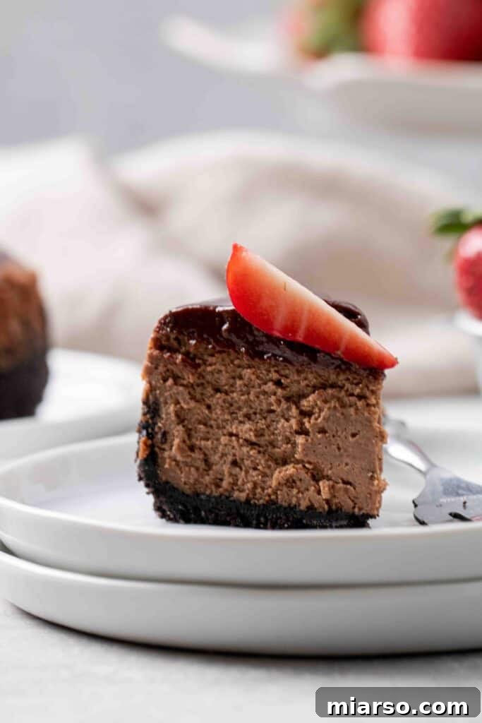 Mini Chocolate Cheesecakes Pure Creamy Indulgence 3 chocolate cheesecake slice