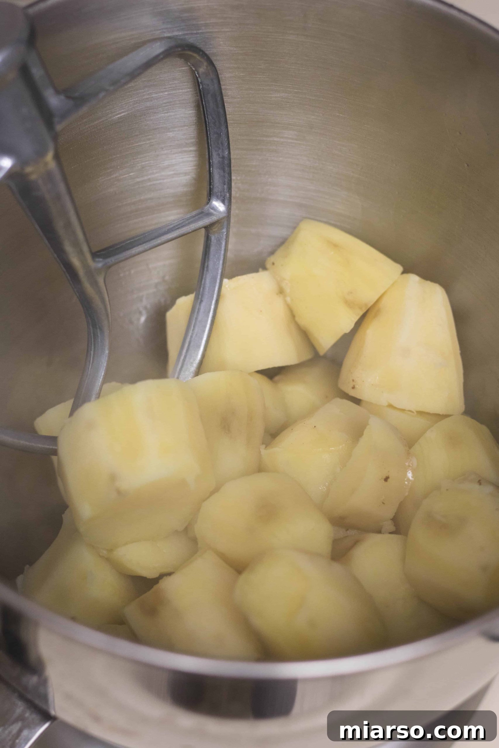 Peeled and diced white yams ready for cooking.