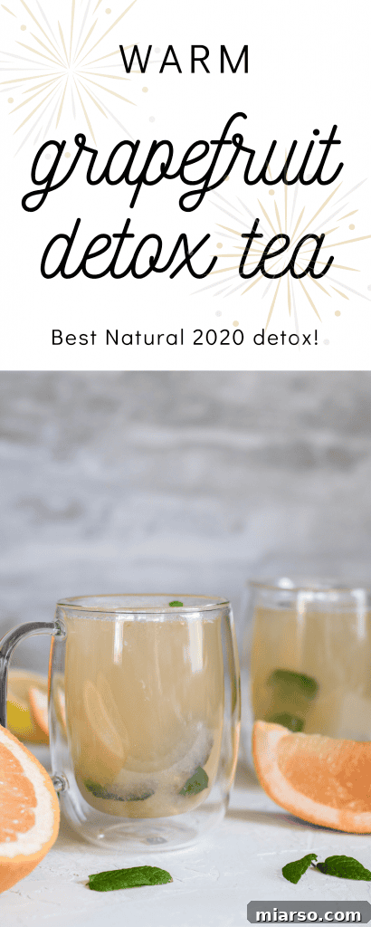 Pinterest graphic featuring the 'Best of 2020' detox tea, highlighting its health benefits