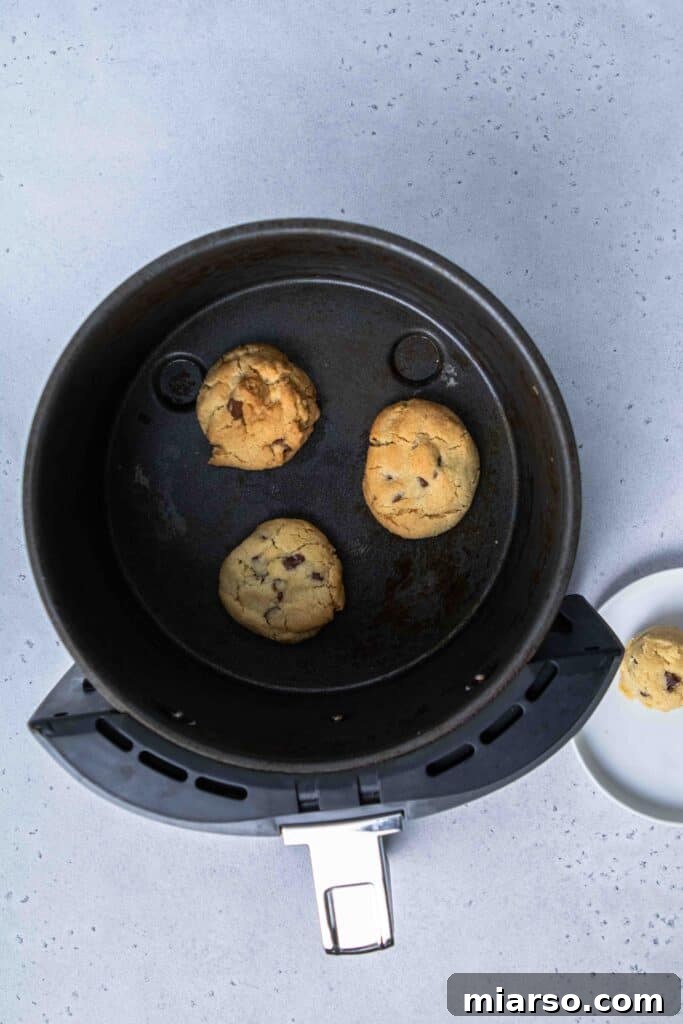 Baked chocolate chip cookies in the air fryer