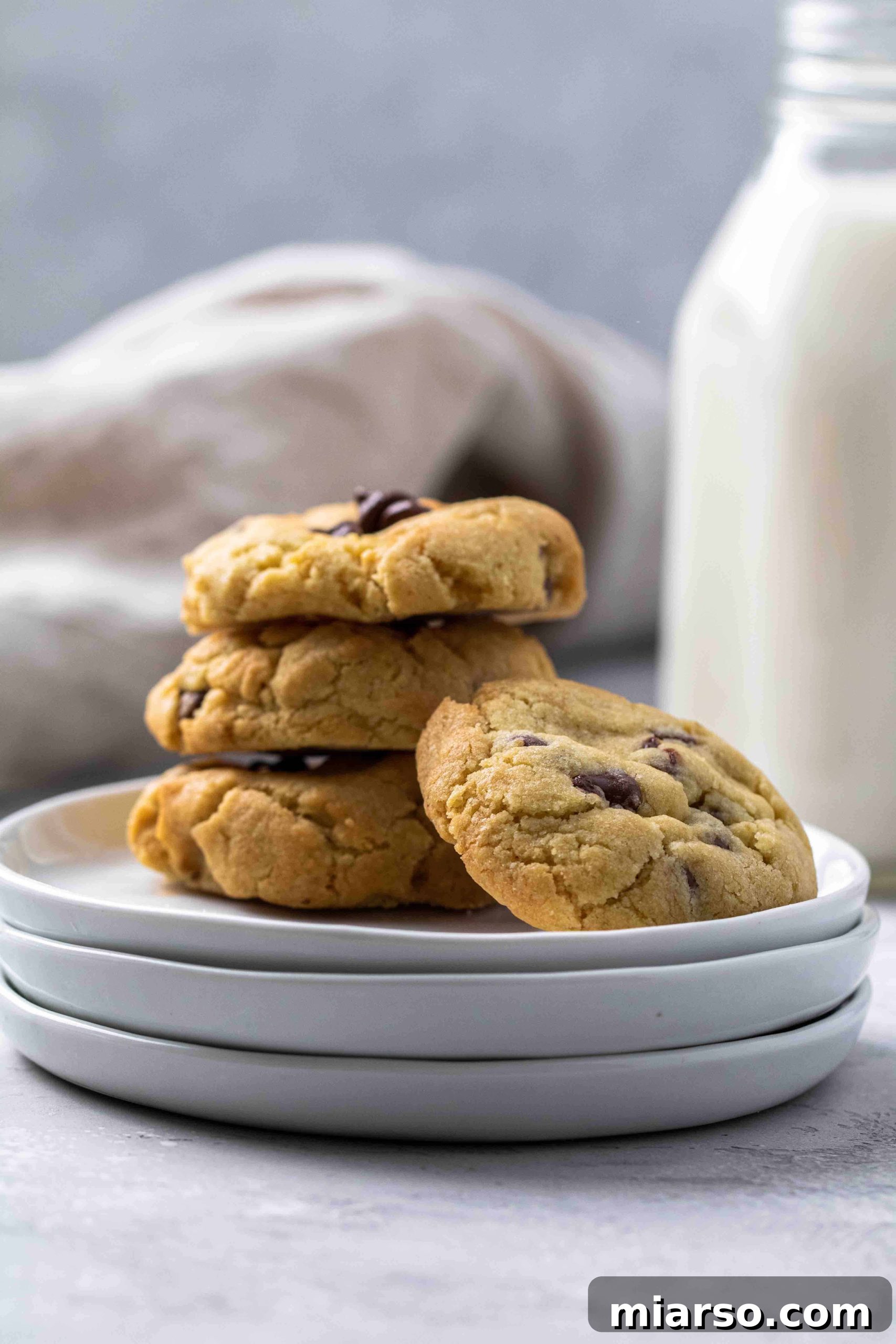Stack of air fried chocolate chip cookies