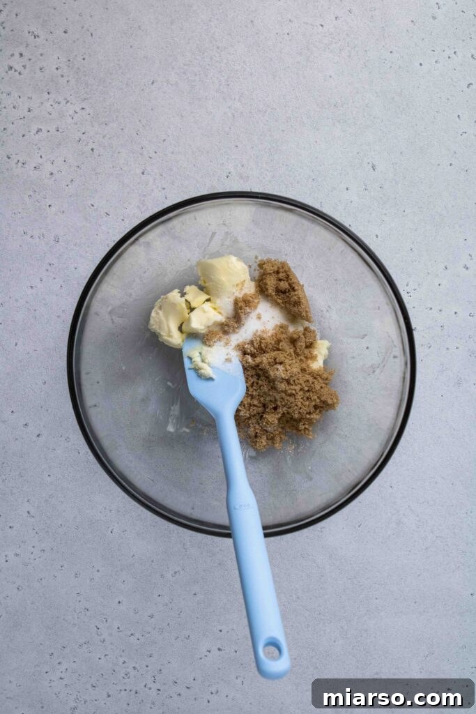 Creamed butter for chocolate chip cookies