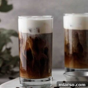 The Ultimate Starbucks Salted Cream Cold Foam Cold Brew 16 Straight on shot of Starbucks salted cream cold brew cold foam