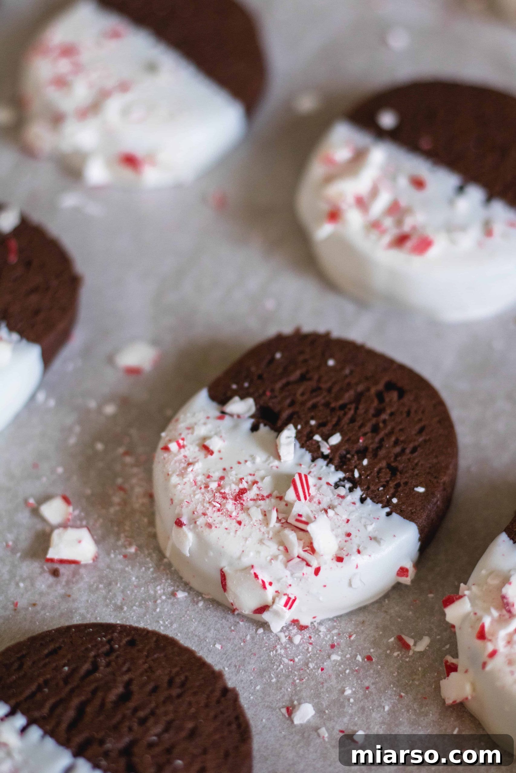 Gourmet Chocolate Peppermint Crunch Logs 2 Festive chocolate peppermint crunch slice and bake cookies adorned with crushed candy canes