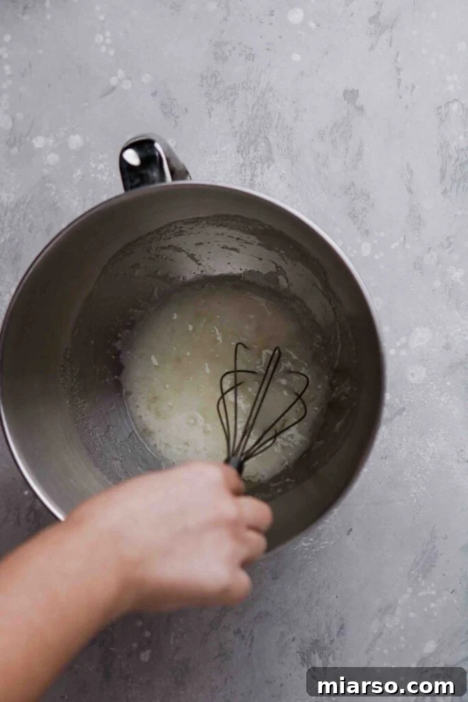 Velvety Small Batch Swiss Meringue Buttercream 6 Cook the egg whites and sugar in a hot water bath