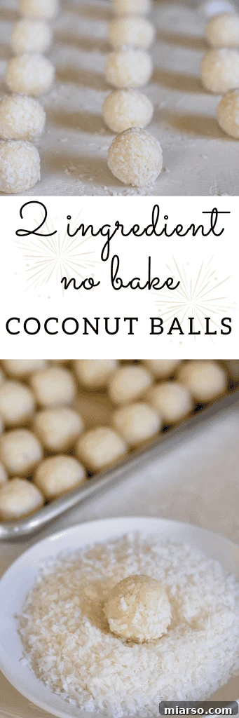 Pin this 2 ingredient no bake coconut balls recipe for future use