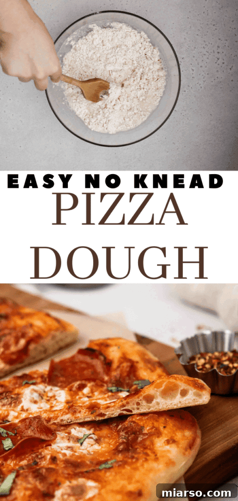 Stir pizza dough steps for Pinterest.