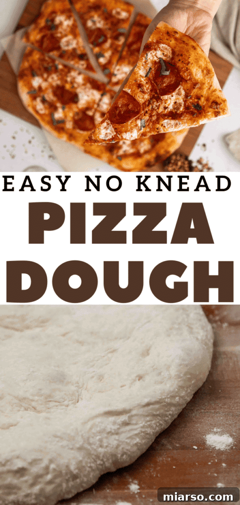 Easy pizza dough recipe with final product shot.