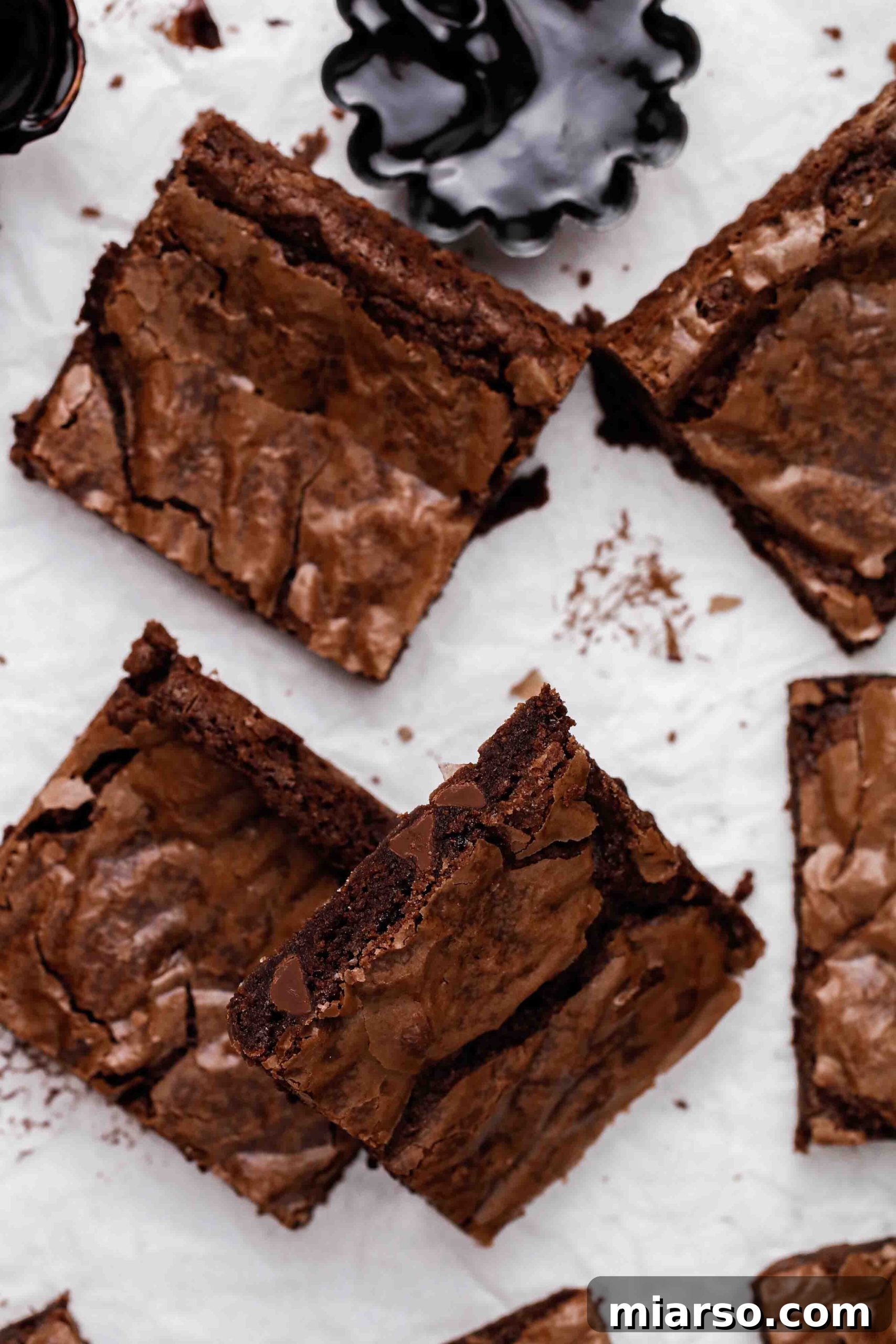 Doctored up boxed brownies with a perfect crinkled top