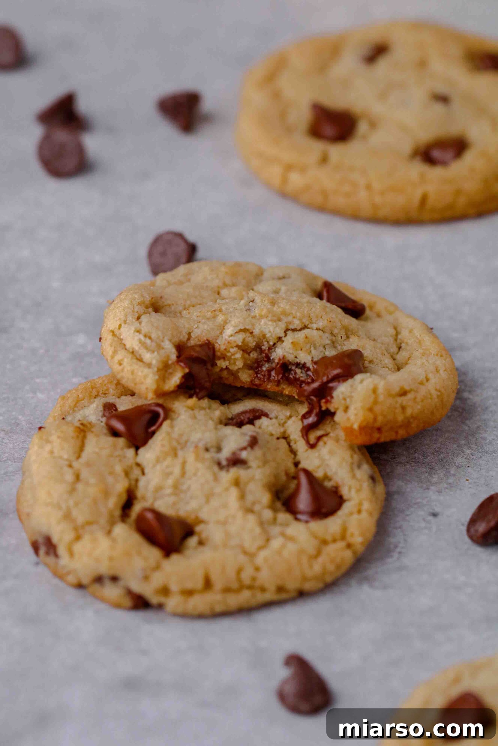 Raw chocolate chip cookie dough made with almond flour, ready for baking.