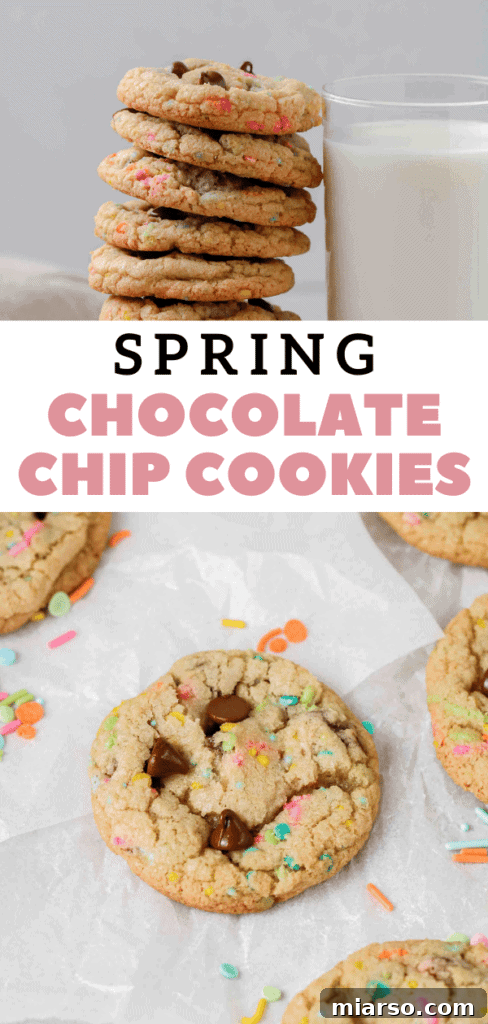 Easter chocolate chip cookies with pastel sprinkles