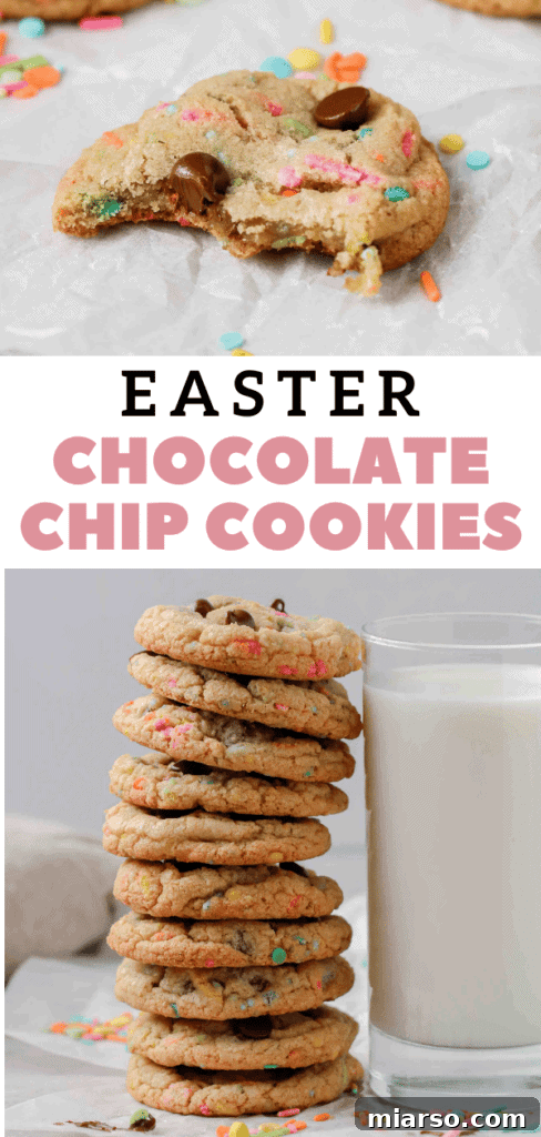 Easy spring chocolate chip cookies on a baking tray