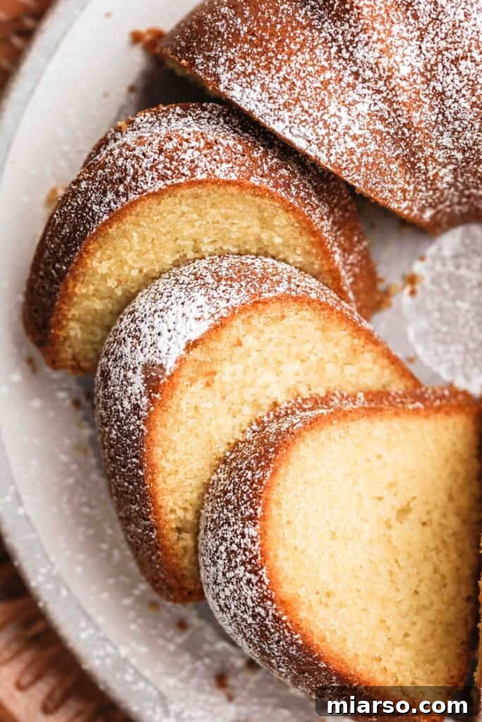 Velvety Vanilla Bundt Perfection 2 Close up of moist vanilla bundt cake