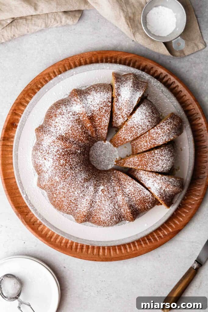 Velvety Vanilla Bundt Perfection 3 Overhead shot of vanilla bundt cake