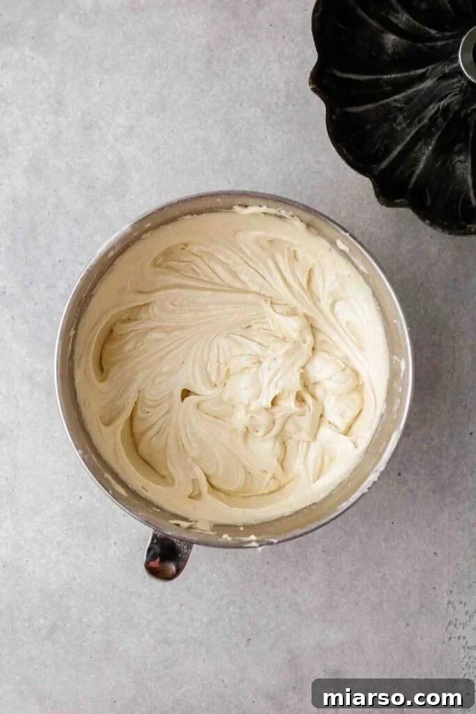 Velvety Vanilla Bundt Perfection 9 Thick bundt cake batter