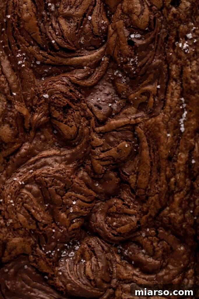 Close up Nutella crinkly top brownies