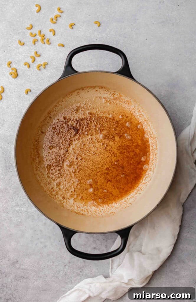 Melted butter in a le creuset pot