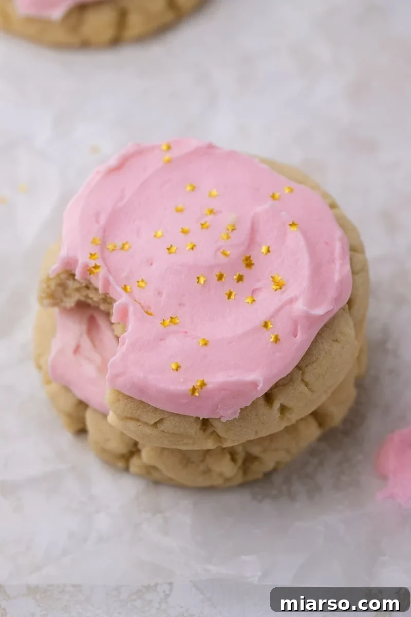Beautifully frosted homemade Crumbl sugar cookie