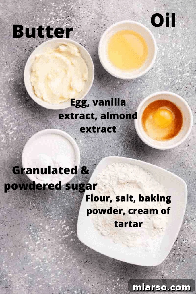 Ingredients for Crumbl sugar cookie copycat recipe