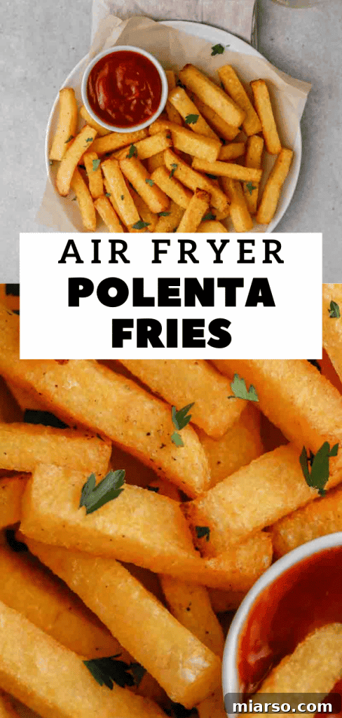 Pinterest pin featuring an easy polenta fries recipe, ideal for beginners