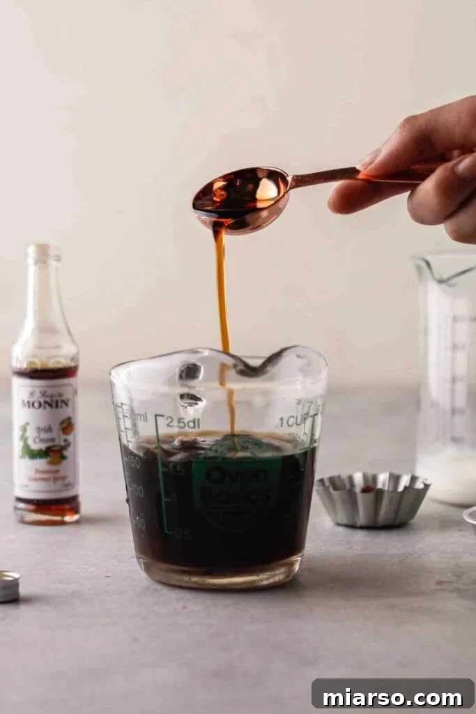 Pour the syrup into the cold brew