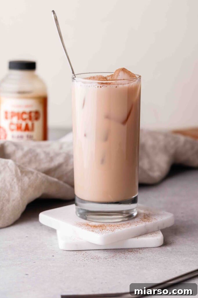 A glass of homemade Starbucks chai latte copycat recipe