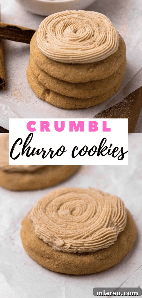 A delightful stack of golden-brown cinnamon sugar churro cookies, ready to be frosted.