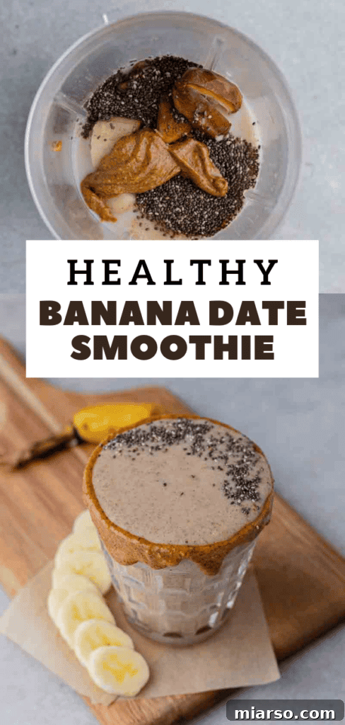 Pin for later: Healthy Banana Date Smoothie, a vegan and dairy-free breakfast