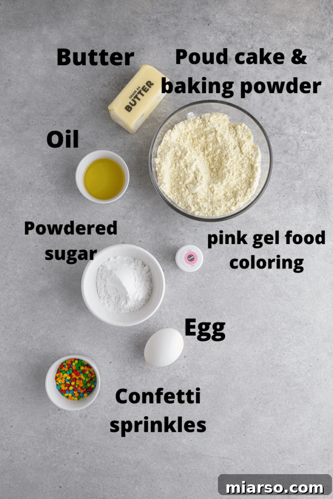 Ingredients for CRUMBL confetti cake cookies
