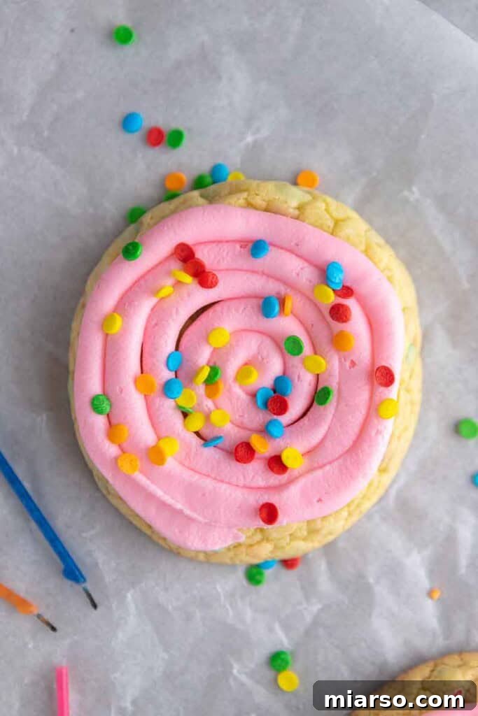 Vanilla buttercream frosted confetti cookies