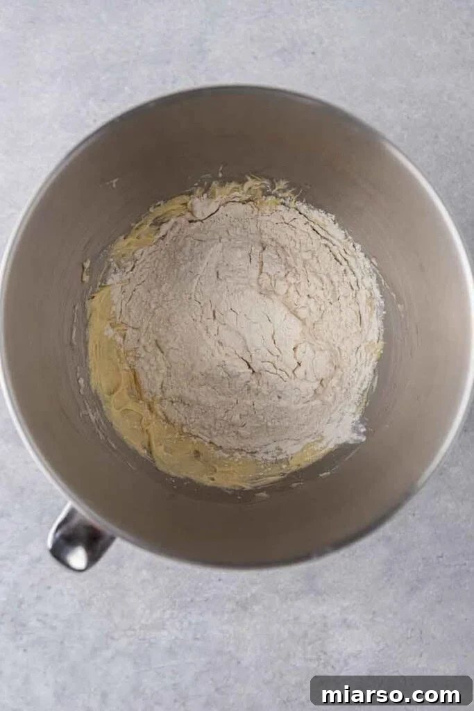 Flour in creamed butter