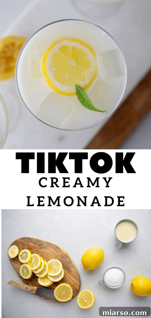 Easy lemonade with sweetened condensed milk in a glass