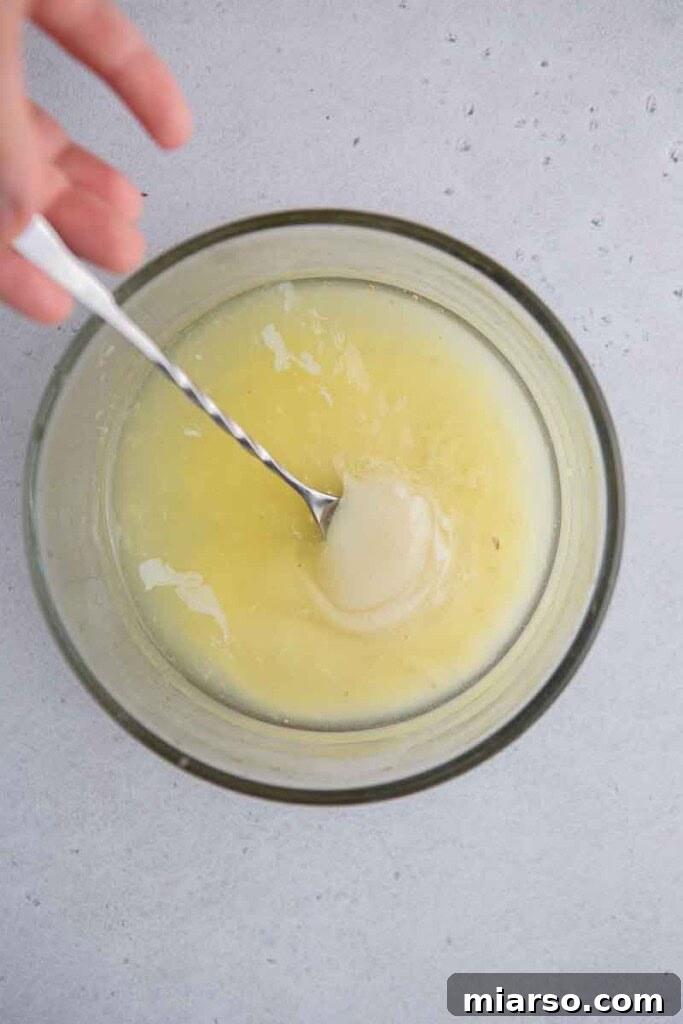Lemon juice in a bowl ready for mixing