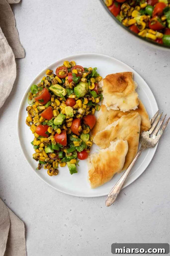 Corn salad with flat bread