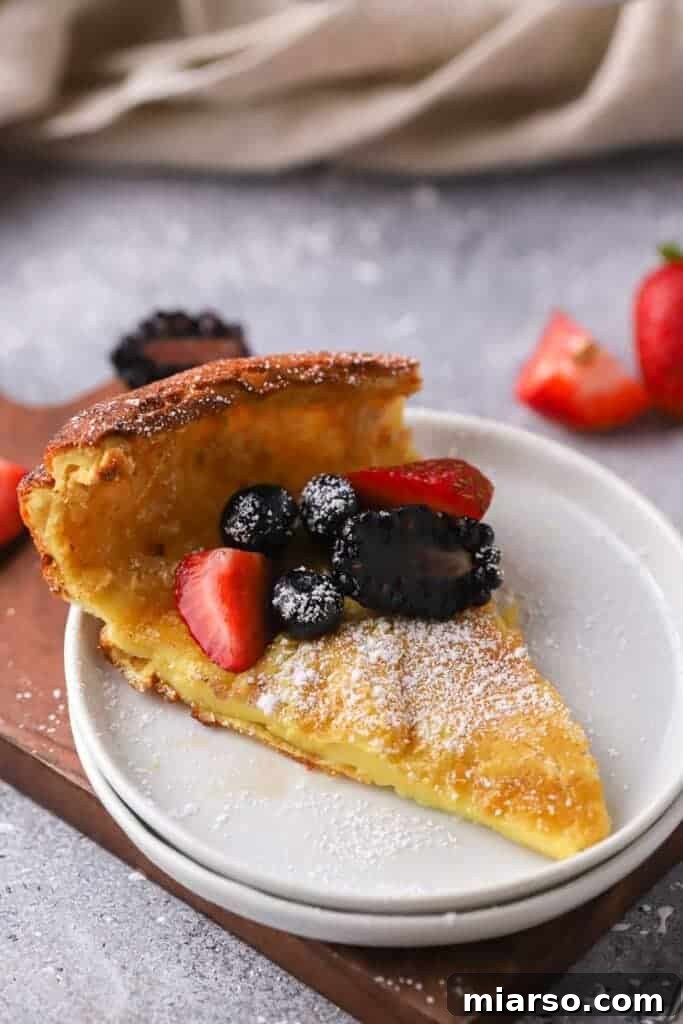 Custardy German pancake with a soft center