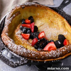 Dutch baby pancake in a skillet