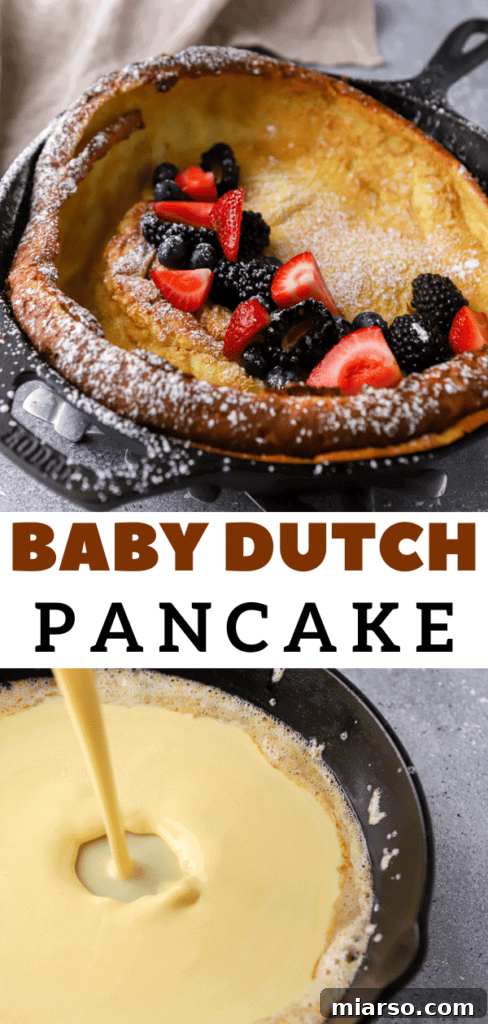 Easy Dutch baby pancakes in a skillet, ready to serve