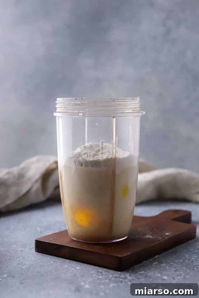 Smooth Dutch baby pancake batter in a blender