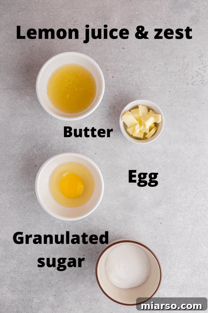 Lemon curd ingredients