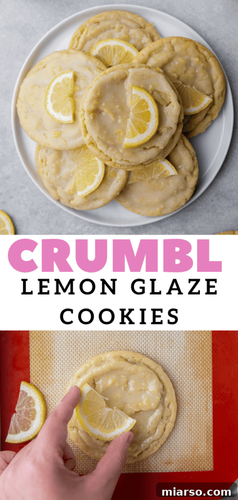 Effortless Crumbl Lemon Glazed Cookies 20 Close-up of perfectly baked and glazed CRUMBL Lemon Glaze cookies.