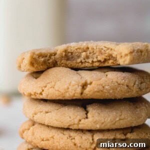 Small batch peanut butter cookies stack, perfectly golden and soft