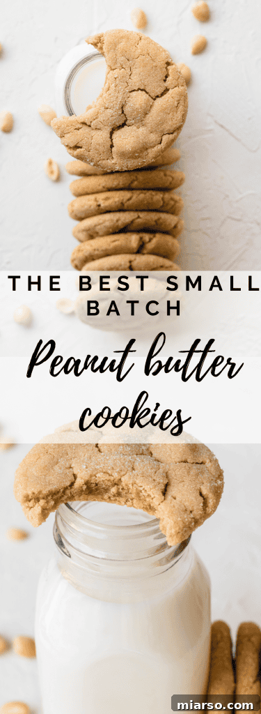 Soft and chewy peanut butter cookies, a close-up for Pinterest