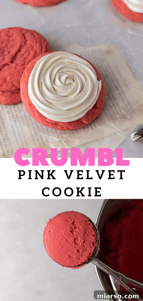 Crumbl pink velvet cookies pin 1