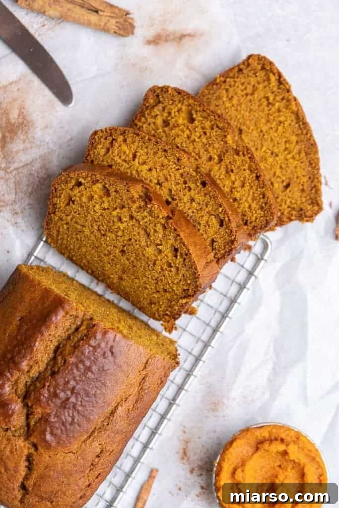 Beautifully baked and sliced pumpkin loaf cake
